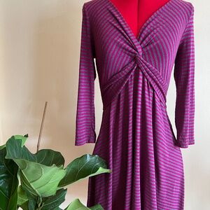 Stretchy flattering striped Anthropology dress